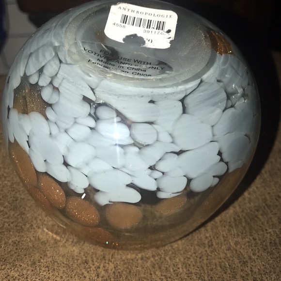 NWT Candle Holder Tea Light Votive Anthropologie Gray &Metallic Bronze Art Glass - Picture 6 of 7